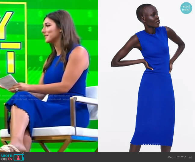 Scalloped Knit Dress by Zara worn by Erielle Reshef on Good Morning America