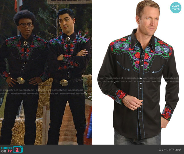 Floral Embroidered Retro Western Shirt by Scully worn by Noah Lambert (Israel Johnson) on Bunkd
