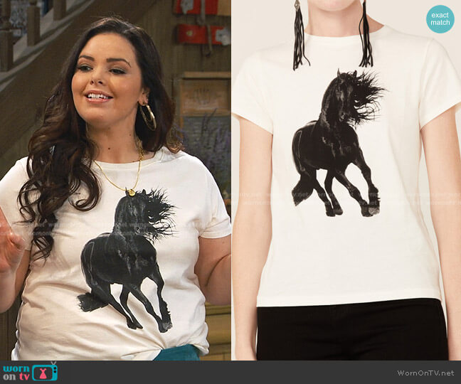Stallion Graphic Short Sleeve Tee by Shyanne worn by Lou Hockhauser (Miranda May) on Bunkd