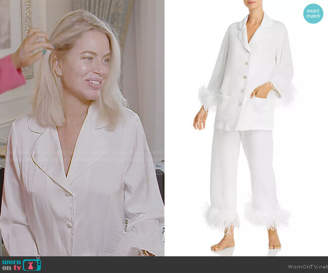 Sleeper Feather-Trim Pajama Set worn by Caroline Stanbury (Caroline Stanbury) on The Real Housewives of Dubai