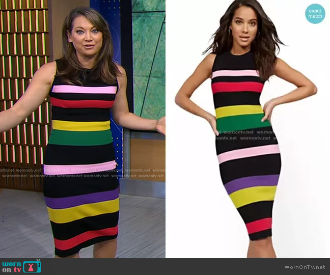 Sleeveless Stripe Sweater Dress by New York & Company worn by Ginger Zee on Good Morning America