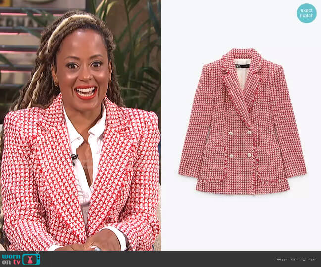 Zara Tailored Double Breasted Blazer worn by Essence Atkins on E! News