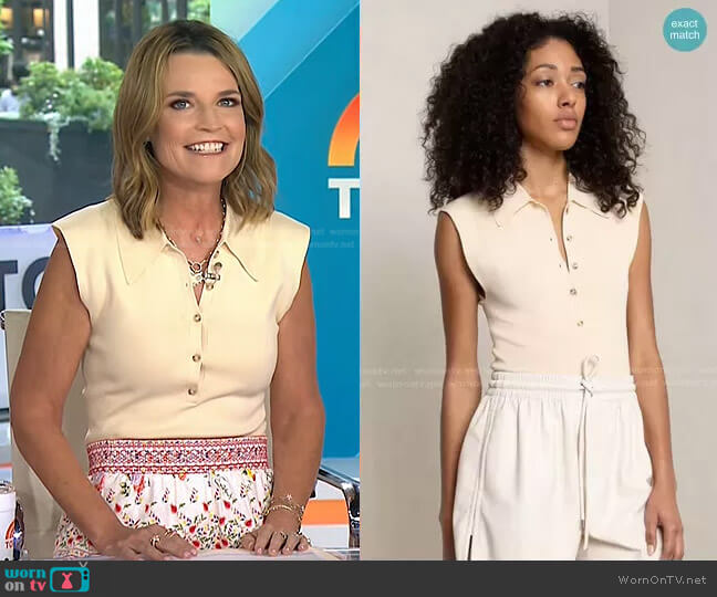 A.L.C. Taylor Rib Knit Polo Top worn by Savannah Guthrie on Today