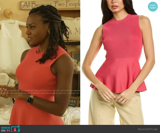 Textured Shell Blouse by Theory worn by Janai Norman on Good Morning America