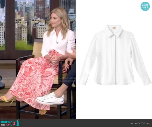 The Simone Button-Up Blouse by Numi worn by Kelly Ripa on Live with Kelly and Ryan