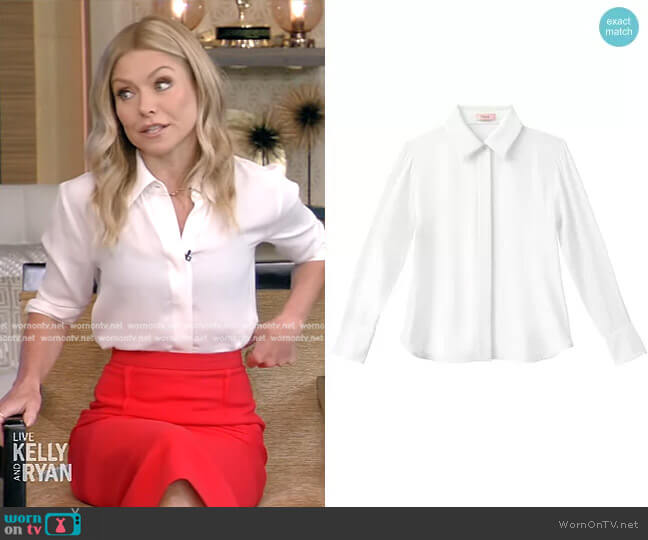 Numi The Simone Button-Up Blouse in White worn by Kelly Ripa on Live with Kelly and Ryan