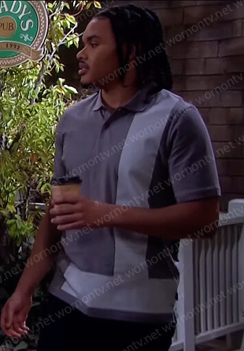 Theo’s grey colorblock polo shirt on Days of our Lives