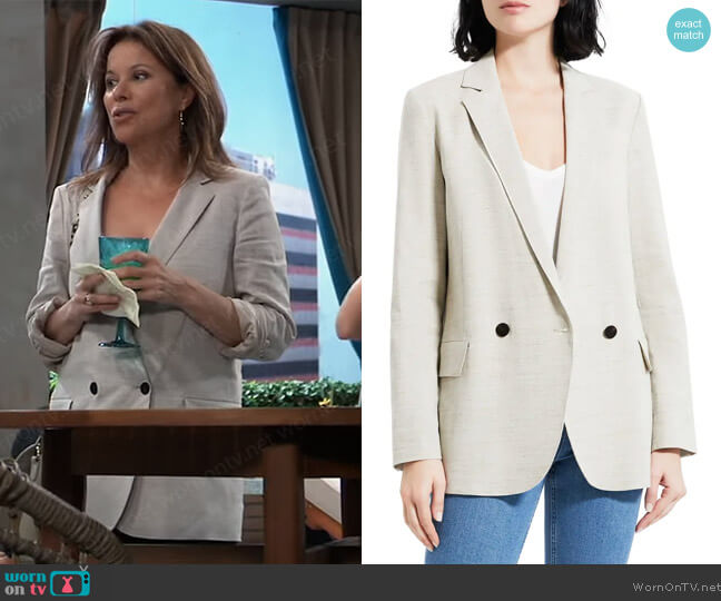 Theory Double Breasted Linen Blend Blazer worn by Alexis Davis (Nancy Lee Grahn) on General Hospital
