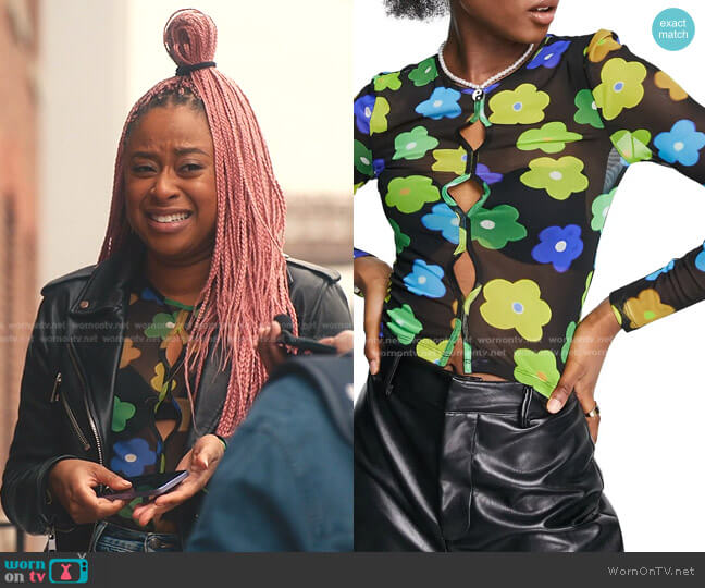 Cutout Mesh Top by Topshop worn by Phoebe (Phoebe Robinson) on Everythings Trash
