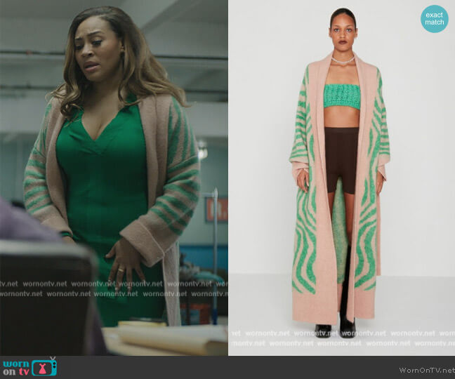 Pamala Knit Cardigan Green by Remain Birger Christensen worn by Tai Davis on The Chi