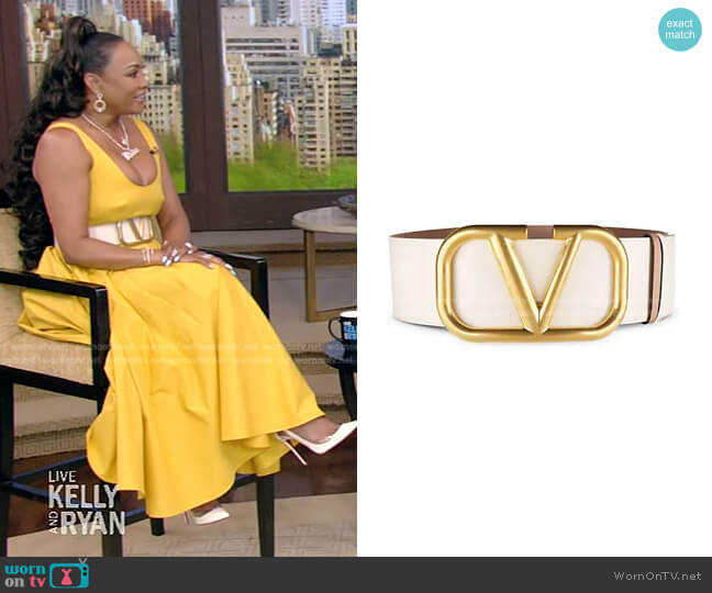 VLogo Reversible Leather Belt by Valentino Garavani worn by Vivica A. Fox on Live with Kelly and Ryan