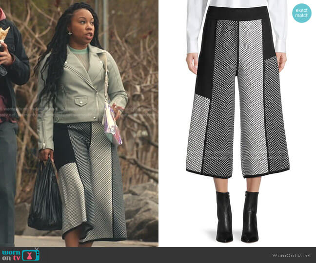 Victor Glemaud Chain Link Wide-Leg Cropped Pants worn by Malika ( Toccarra Cash) on Everythings Trash