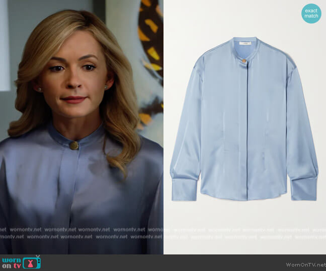 Silk-satin blouse by Vince worn by Amy Quinn (Lindsey Gort) on All Rise