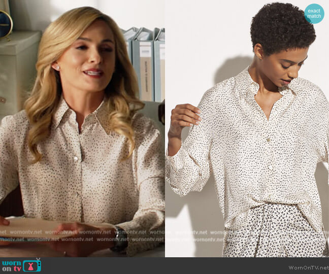 Vince Ditsy Dot Blouse in Chiffon worn by Amy Quinn (Lindsey Gort) on All Rise
