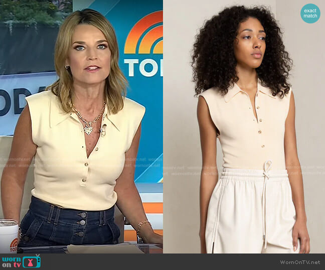 Taylor Rib Knit Polo Top by A.L.C. worn by Savannah Guthrie on Today