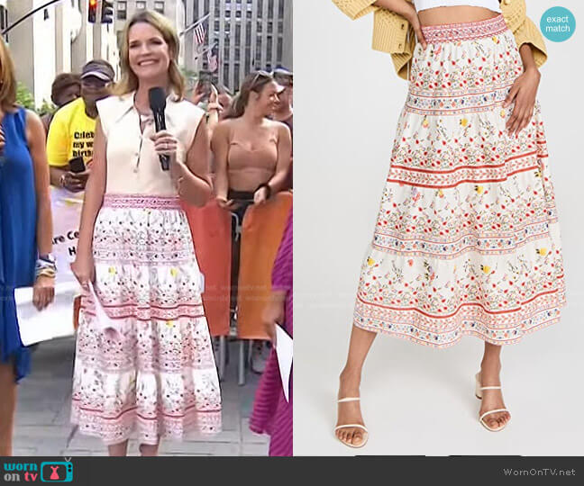 Alice + Olivia Melony Shirred Skirt worn by Savannah Guthrie on Today