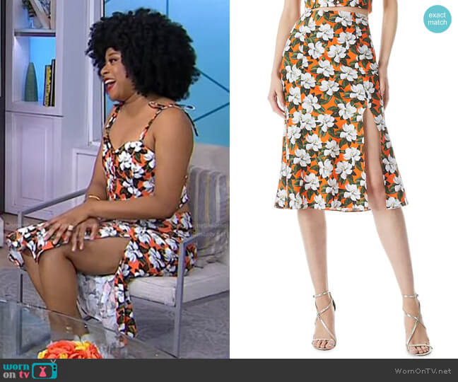Alice + Olivia Stephine Floral Midi Skirt worn by Phoebe Robinson on Today