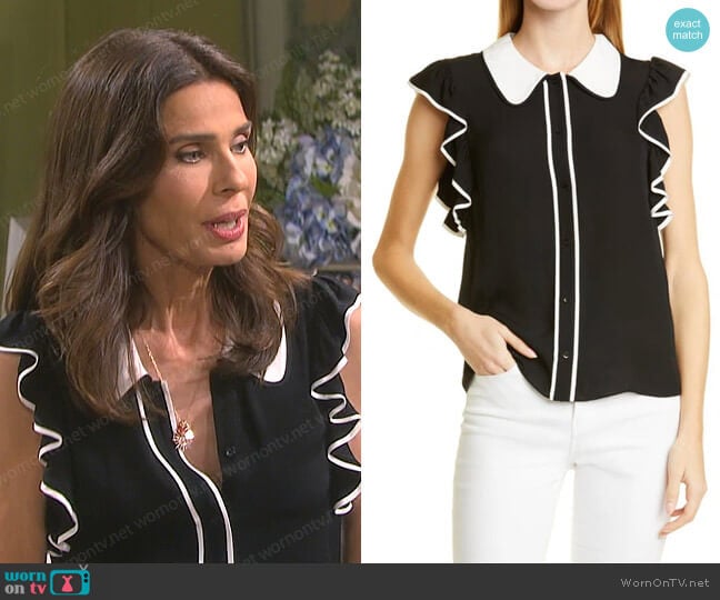 Waylen Flutter Sleeve Blouse by Alice + Olivia worn by Hope Williams (Kristian Alfonso) on Days of our Lives