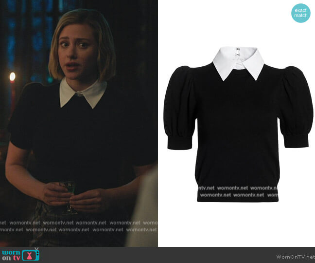Chase Puff-Sleeve Sweater by Alice + Olivia worn by Betty Cooper (Lili Reinhart) on Riverdale