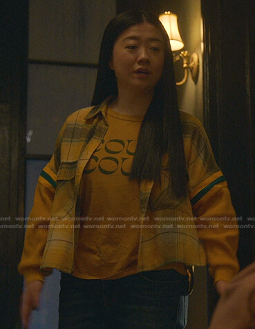 Alice's yellow plaid shirt on Good Trouble