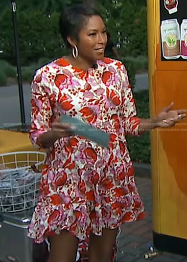 Alicia’s pink floral mini dress on Good Morning America