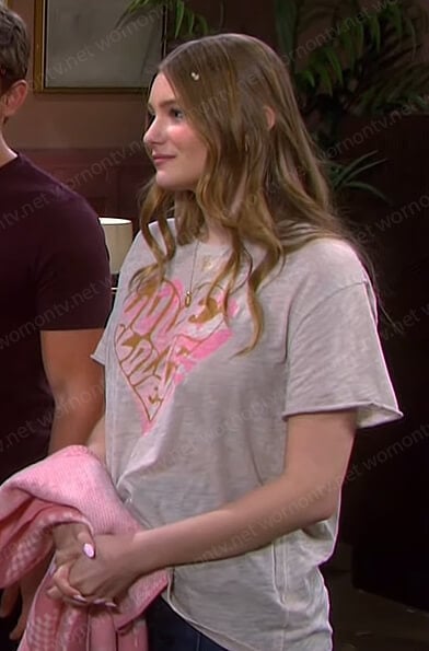 Allie’s love heart print tee on Days of our Lives