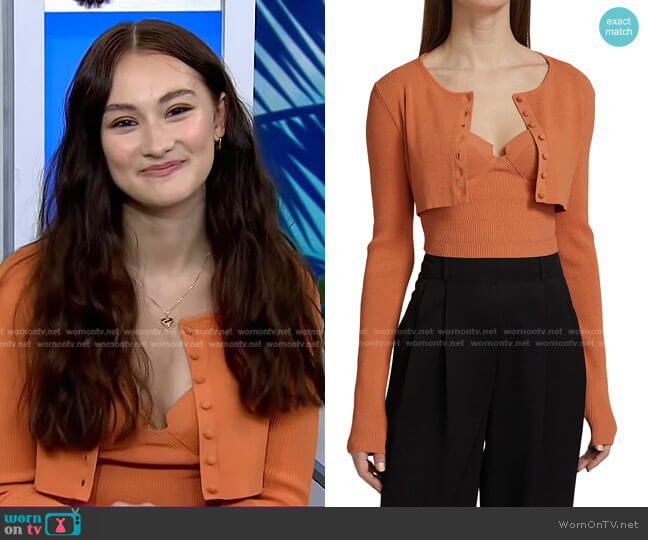 Cropped Ribbed-Knit Sweater by Altuzarra worn by Lola Tung on Today