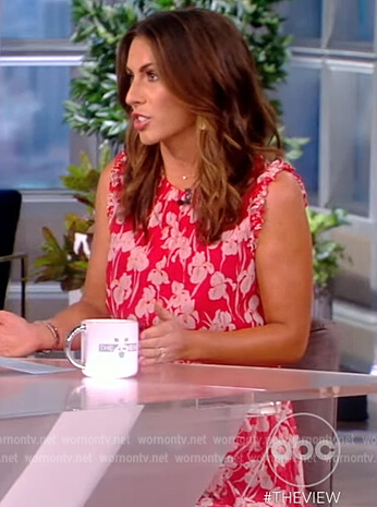 Alyssa Farah’s pink floral print mini dress on The View