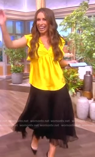 Alyssa Farah's yellow flutter sleeve top on The View