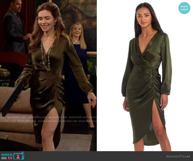 Amanda Uprichard Long Sleeve Roma Dress worn by Victoria Newman (Amelia Heinle) on The Young and the Restless