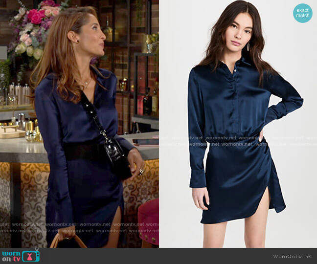 WornOnTV: Lily’s navy satin shirtdress on The Young and the Restless ...
