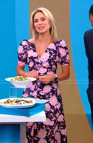 Amy's pink and black floral dress on Good Morning America