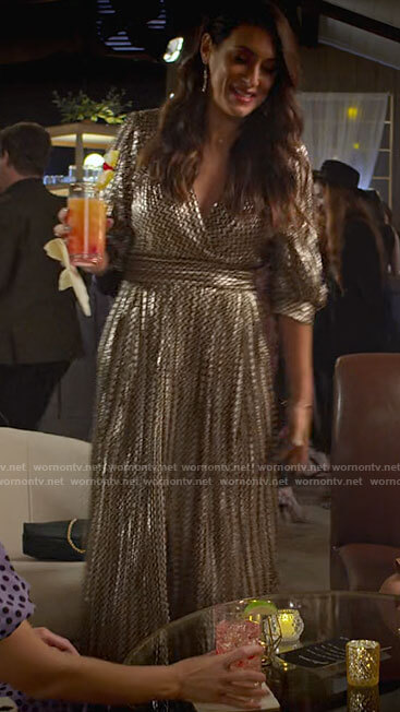 Amy’s gold maxi dress on Maggie