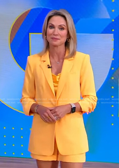 Amy's orange blazer and shorts on Good Morning America