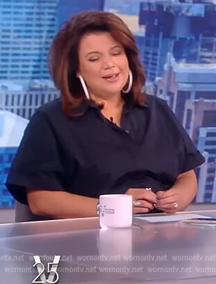 Ana’s navy belted shirtdress on The View