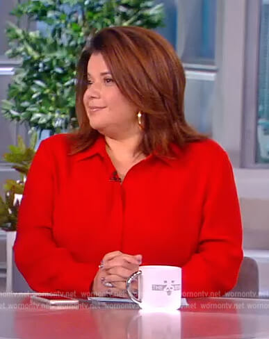 Ana's red silk blouse on The View