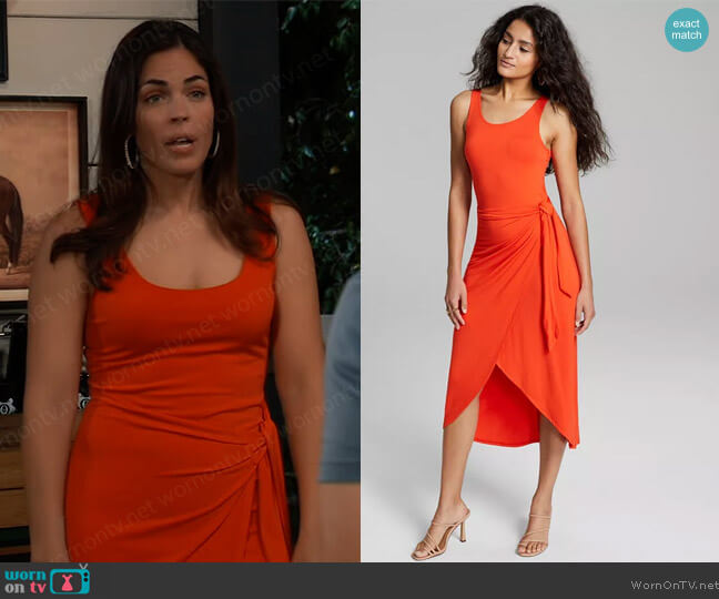 And Now This Side-Tie Knit Midi Dress worn by Britt Westbourne (Kelly Thiebaud) on General Hospital