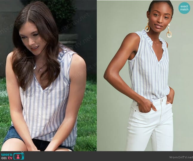 Cloth and Stone at Anthropologie Benton Ruffled Tank worn by Willow Tait (Katelyn MacMullen) on General Hospital
