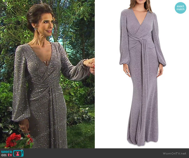 Twist-Front Metallic Gown by Aqua worn by Hope Williams (Kristian Alfonso) on Days of our Lives
