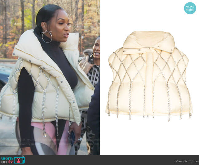 Area x Dingyun Zhang puffer gilet worn by Marlo Hampton on The Real Housewives of Atlanta