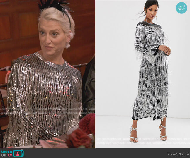 Sequin and Fringe Midi Tunic Dress by ASOS worn by Dorinda Medley on The Real Housewives Ultimate Girls Trip