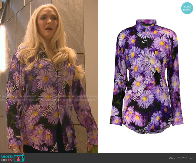 Floral Jacquard Blouse by Balenciaga worn by Erika Jayne on The Real Housewives of Beverly Hills