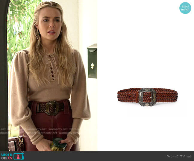 ba&sh Leather Braid Belt worn by Maggie (Rebecca Rittenhouse) on Maggie
