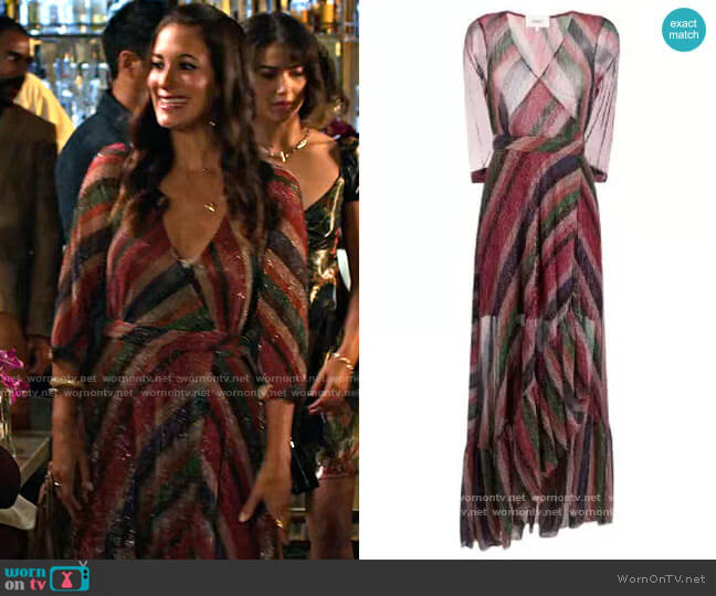 Ba&sh Madison Stripe Print Dress worn by Amy (Angelique Cabral) on Maggie
