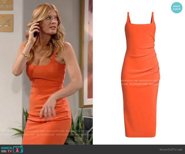 Bec & Bridge Elroy Tuck Midi Dress worn by Phyllis Summers (Michelle Stafford) on The Young and the Restless