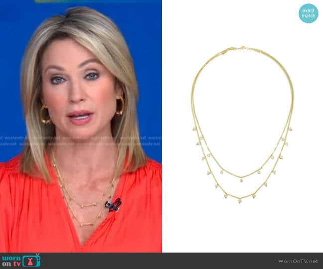 Bonheur Marguerite Multi Strand Crystal Necklace worn by Amy Robach on Good Morning America