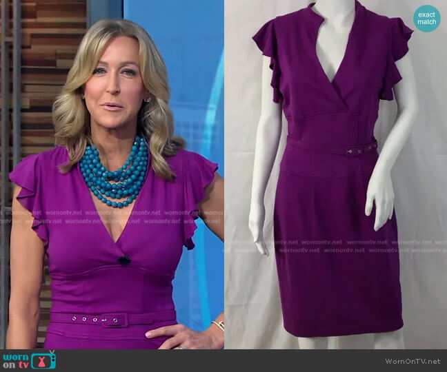 Flutter Sleeve Sheath Dress by Cache  worn by Lara Spencer on Good Morning America