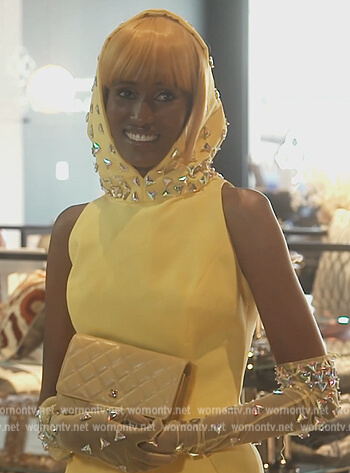 Chanel’s yellow embellished hooded dress on The Real Housewives of Dubai