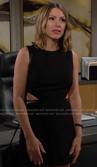 Chloe’s black dress with cutout waist on The Young and the Restless