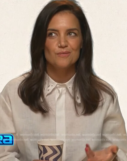 Katie Holmes’s broderie collar blouse on Extra